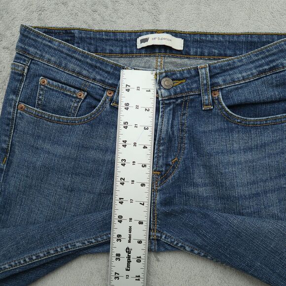 Levi's 518 Jeans Juniors 7 Blue Superlow Stretch Bootcut 29" Inseam Distressed - Picture 7 of 16